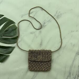Ann Taylor Vintage Y2k Crochet Mini Bag Bronze Gold Metallic Cross Body Braided